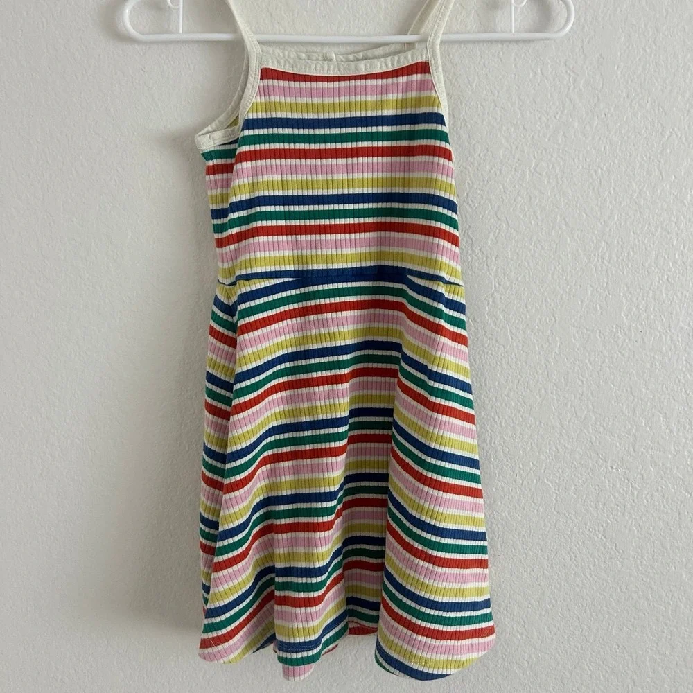 Hanna Andersson Rainbow Striped Cotton Stretch Dress with Snap Front Size 8